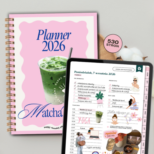 Planer cyfrowy 2026 Matcha Latte - 530 stron
