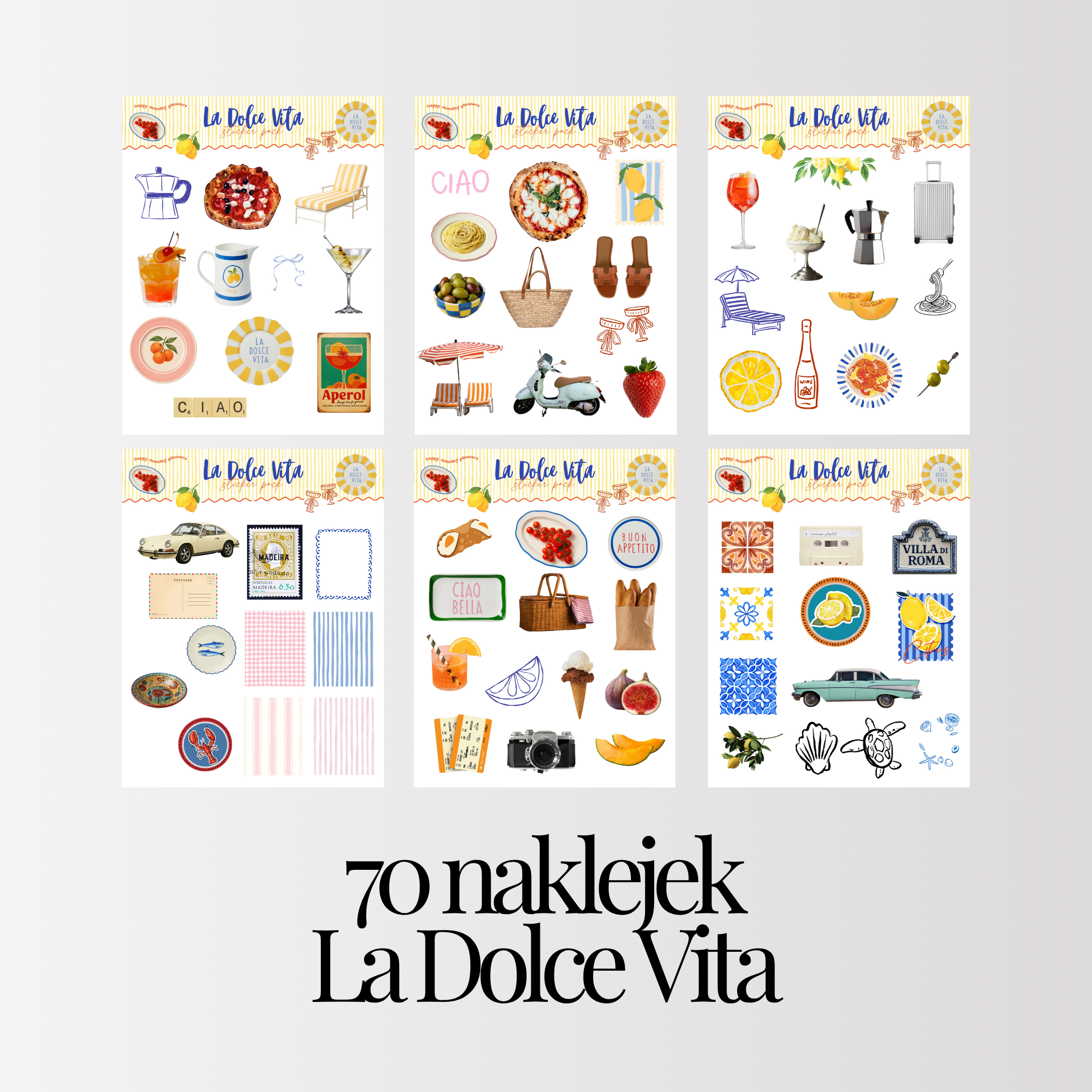 Naklejki La Dolce Vita - zestaw 70 naklejek cyfrowych - obrazek 4